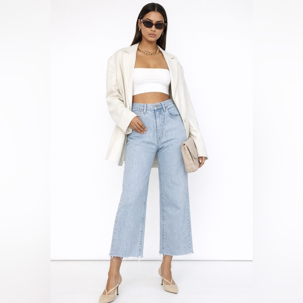 SLVRLAKE London crop pale blue jeans with raw hem. Size 26